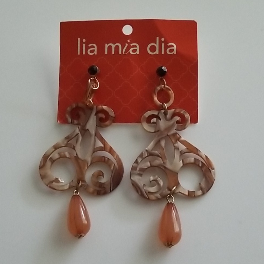 Acrylic Dangle Rhinestones Marble Beaded Earrings